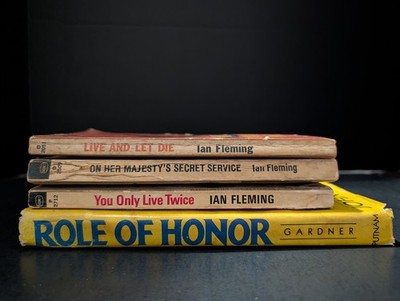 Vintage James Bond Book Lot Ian Fleming First Editions + Gardner Hardcover