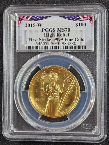 🌟 2015-W $100 1 oz .9999 Gold American Liberty High Relief $100 PCGS MS70 Coin