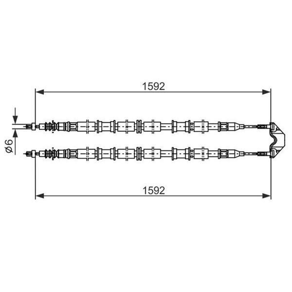 Bosch Handbremsseil 1592Mm Mitte Passend FüR Opel Astra G | 1 987 482 102-image