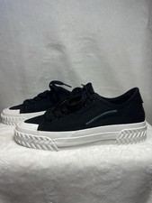 Skechers Womens 6 Black Canvas Sneakers Lace Up Casual Comfort Shoes