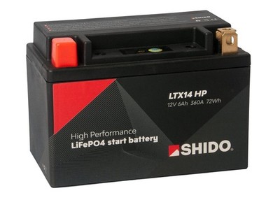 Shido LTX14 HP Lithium Ionen Batterie 12V LiFePO4 (YTX14-BS YTX14H-BS)
