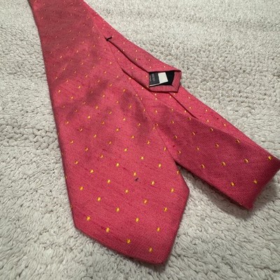 Bonobos Tie Red Orange Micro Polkadot Silk Linen Blend Narrow Thin Preppy Knit
