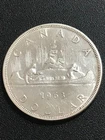 CANADA 1 Dollar 1963 Queen Elisabeth Indiani Canoe - Silver coin Silver .800