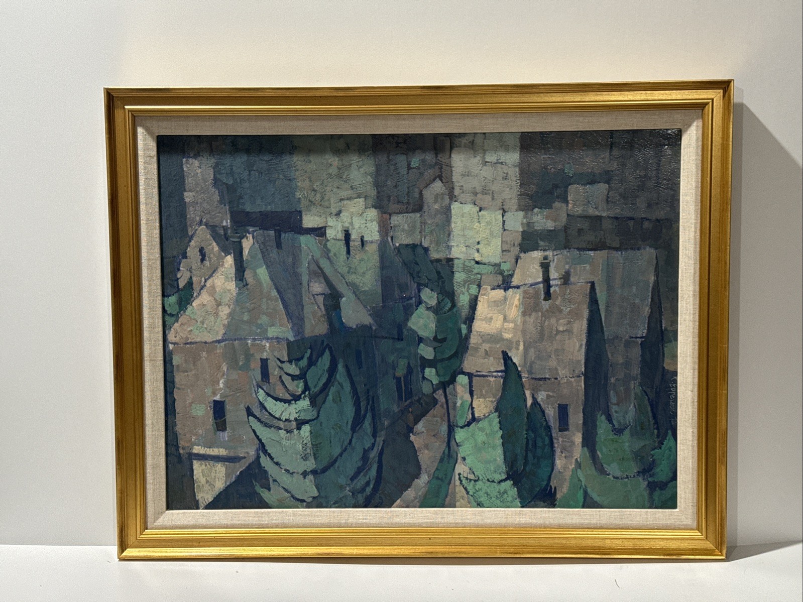 Mid Century Painting Cubist Cubism Abstract Kermit Epperson Modernist ...