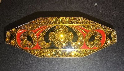 Vintage Pierre Bex Art Deco Revival Brooch Enamel MCM Exquisite Piece