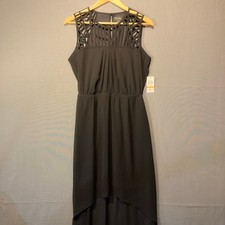Thalia Sodi Women's Black S High Low Lattice Pleated Sleeveless Dress NWT