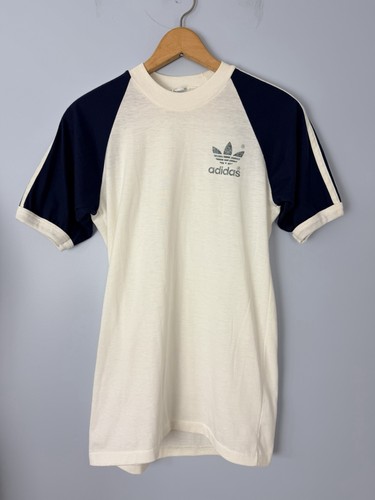Vintage 80s Adidas Trefoil T Shirt Made In USA Size Medium Jersey Short Sleeve - Image 1