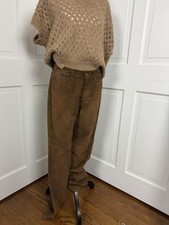 Lauren Jeans Co Ralph Lauren Brown Leather Lined Bootcut Flat Front Pants size 4
