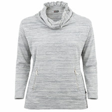 Talbots Women Pullover Cowl Neck Sweatshirt Marled Gray 2 Zipped Pockets Size L