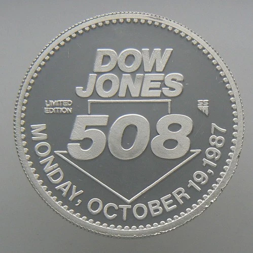 1 oz Silver .999 Fine - Rare 1987 Dow Jones Market Crash