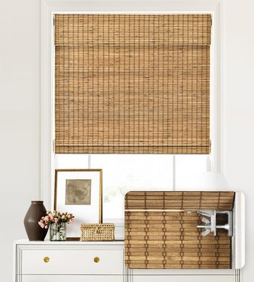 LazBlinds No Tools No Drill Cordless Bamboo Roman Shades, Light Filtering...
