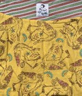 Rebl M Handmade USA 100% Cotton Yellow Pink Green Lace Crane Boho Midi Skirt — photo 2