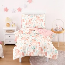 - Toddler Bedding Set for Girls, Cute Unicorn Floral Botanical, 4 Pieces Soft...