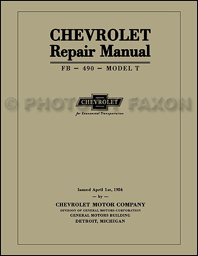 Chevrolet 490 Repair Manual 1918-1924 | 8.5x11 Shop Manual Reprint - View #2