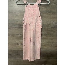 Zara kids overalls pink with hearts embroidered size 5 yrs super cute