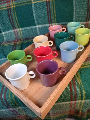 Set of 10 Fiestaware Coffee Mugs Cups HLC Fiesta Ring Handle Homer Laughlin EUC