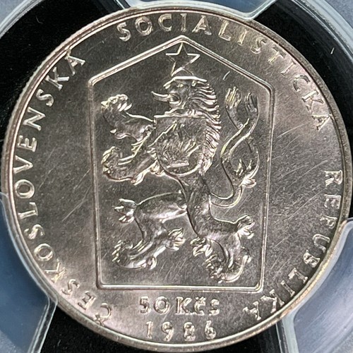 CZECHOSLOVAKIA. 1986, 50 Korun, Silver - PCGS MS63 - Prague, Charles Bridge - Picture 5 of 5