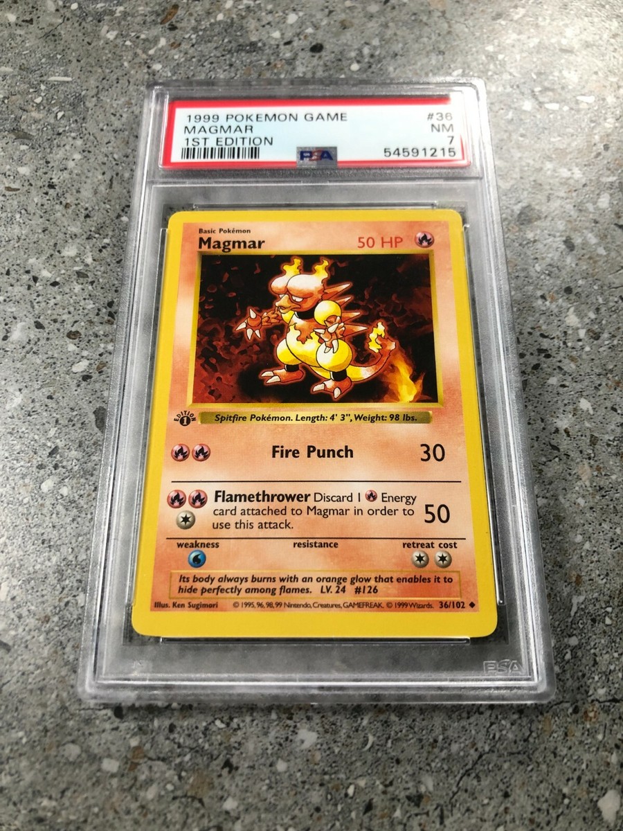 Pokemon TCG Cards 1st Edition Base Set Magmar 36/102 PSA 7 NM