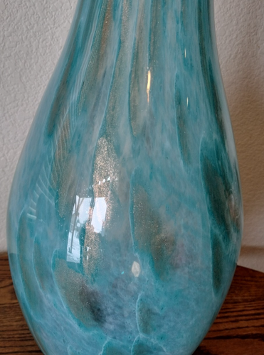 Murano Italy Vetro Esequito Secondo La Tecnica Large 22" Blue Gold Swirl Vase - Picture 13 of 17