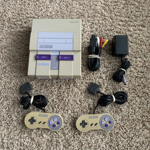 Super Nintendo SNES Console SNS-001 + GENUINE Cords & 2 Controller - Tested! 🔥