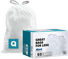 Custom Fit Trash Bags, Compatible with Simplehuman Code Q 50 Count White Draws