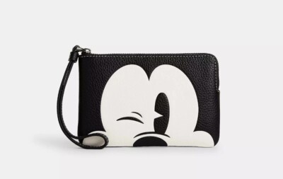 NWT COACH Disney X Coach Corner Zip Wristlet With Wink Mickey