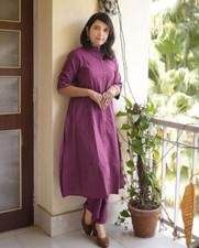 New Indian Fancy Women's Coft Cottan Lining Design Kurta Pant Set Girls  Women