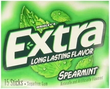 SM Wrigley's Extra Plenty-Pak Spearmint Sugar Free 15 sticks *Pack of 10*