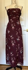 NWT Reformation Lore Floral Strapless Midi Gown Dress Size 6, Maroon/ Red