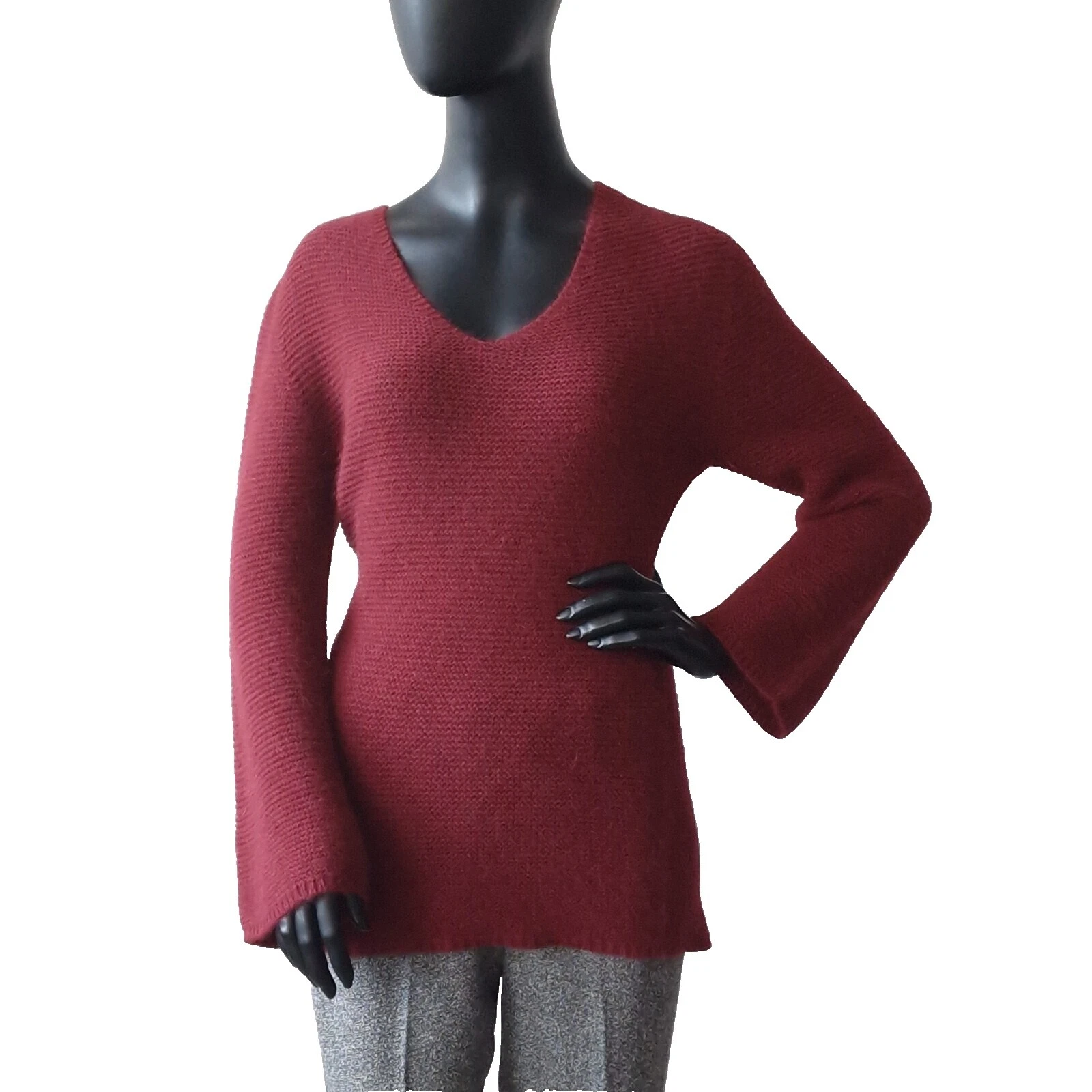 Angora Suéter con cuello en V para Mujer