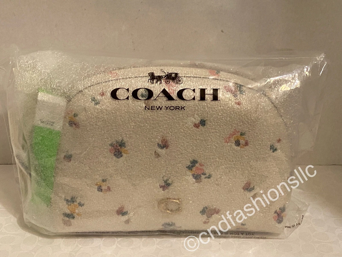 COACH Julienne Cosmetic Case 17 w Paint Dab Floral Print Makeup Bag Chalk Multi