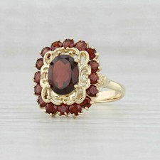 2Ct Oval Cut Red Garnet Women's Engagement Wedding Ring 14K Yellow Gold Finish