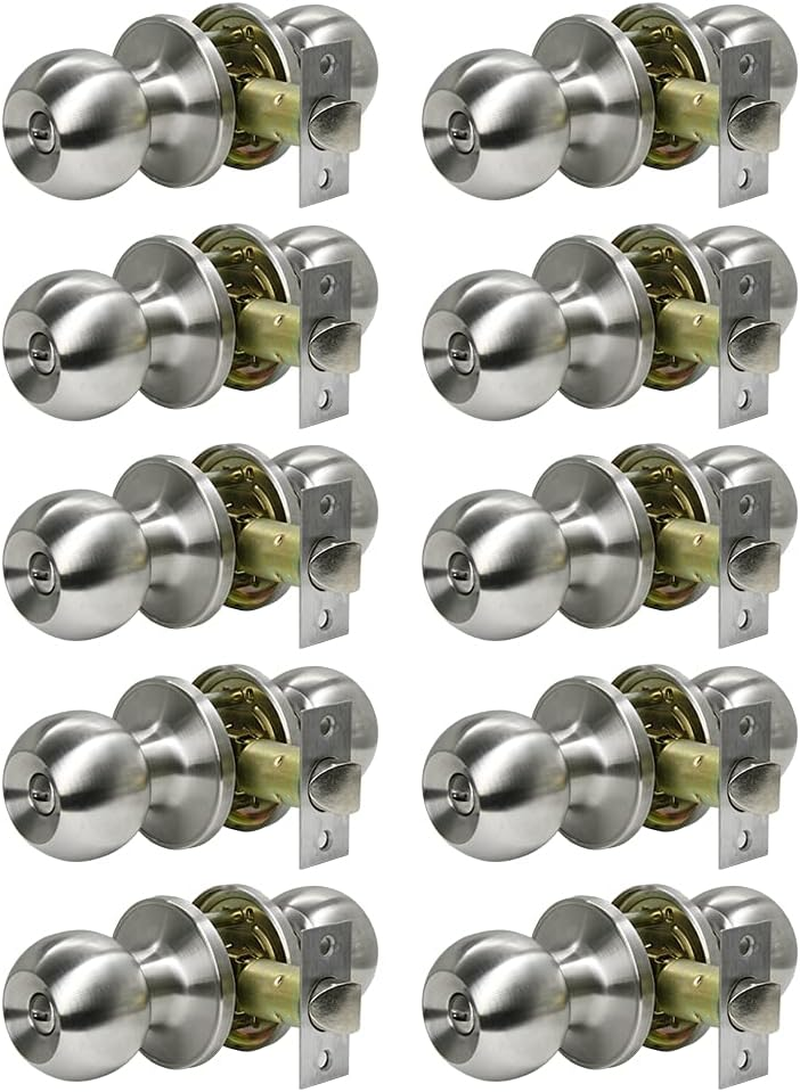 Privacy Door Knobs Keyless Interior Locks for Bedroom or Bathroom- Ball, Satin N-image