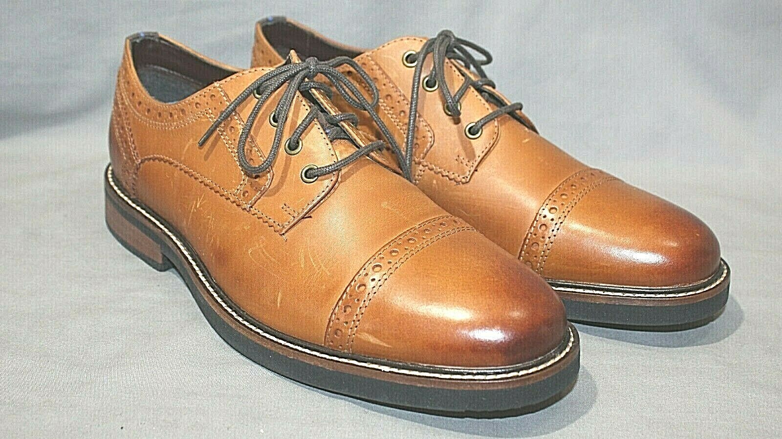 SAOLA Scarpe eleganti da uomo NUNN BUSH taglia 8 5 M marroni in pelle oxford tacco a blocco da 1 pollice NUOVE