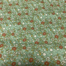 Allover Floral Circle Print Fabric Deep Yellow White Burnt Orange Green BTHY
