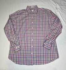 Peter Millar Shirt Mens XL Pink Brown Plaid Long Sleeve Button Down w/ Pocket