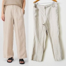 Eileen Fisher Plus Size 2X 100 linen high rise pocketed straight trousers pants