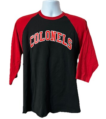 Nicholls State University Colonels Baseball T Shirt Men Large Black Red Cotton