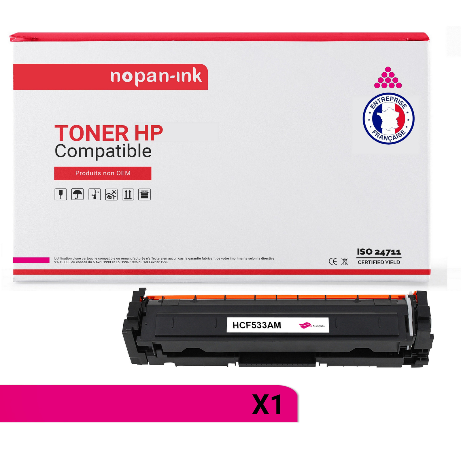 Toner magenta CF533A compatible pour imprimer vos rapports professionnels depuis la maison