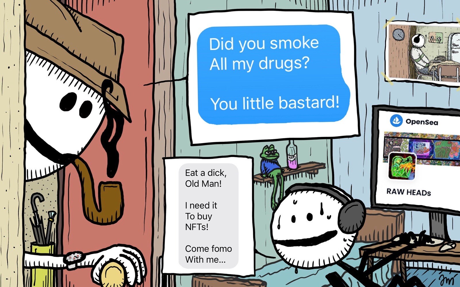 RAW HEADs #83 FamilyMatters 1of1 Digital Street Art Brut by RabidArtWork