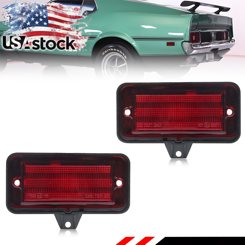71-73 Ford Mustang Red Bumper Side Marker Lights Pair