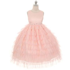 PEACH Size 10 Flower Girl Dress Bridesmaid Dance Party Formal Recital Birthday