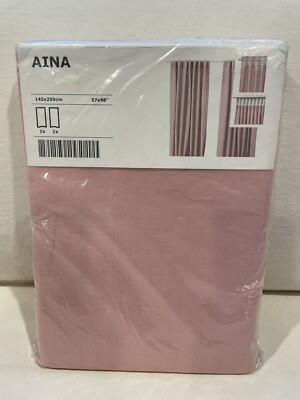 Ikea AINA 2 Light Pink 100% Linen Panels 57 x98  New In Package Discontinued