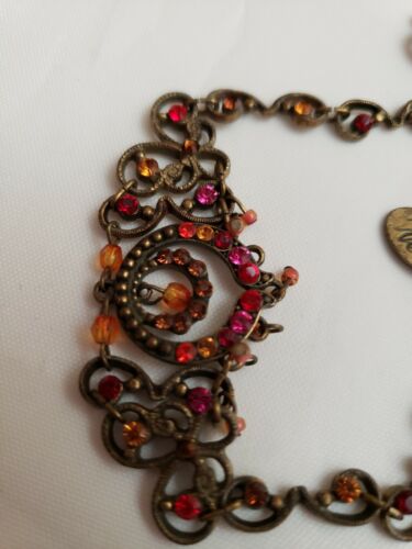 Michal Negrin Designer Signed Bracelet Color Red orange pink & Bronze