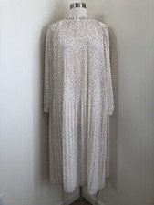 New Zara Pleated Polka Dot Ivory Brown Belted Dress Midi XL