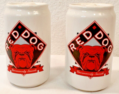 Red Dog Beer Can Shaped Salt & Pepper Shakers Bulldog 4