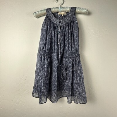 Vanessa Bruno Womens Blouse Top Size 38 Navy Blue Sleeveless Tie Waist Silk