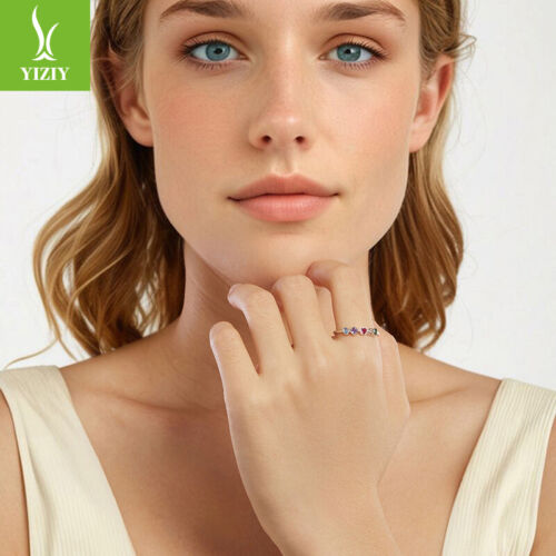 Bague ouverte colorée en argent sterling 925 véritable exquise mode femmes cadeau bijoux - Photo 3 sur 16
