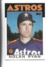 1986 Topps #100 Nolan Ryan card, Texas Rangers HOF
