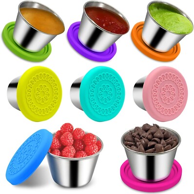 Hydream 8er Pack Salat Dressing Behälter To Go 2,4 Unzen Gewürz Töpfe Silikon Deckel
